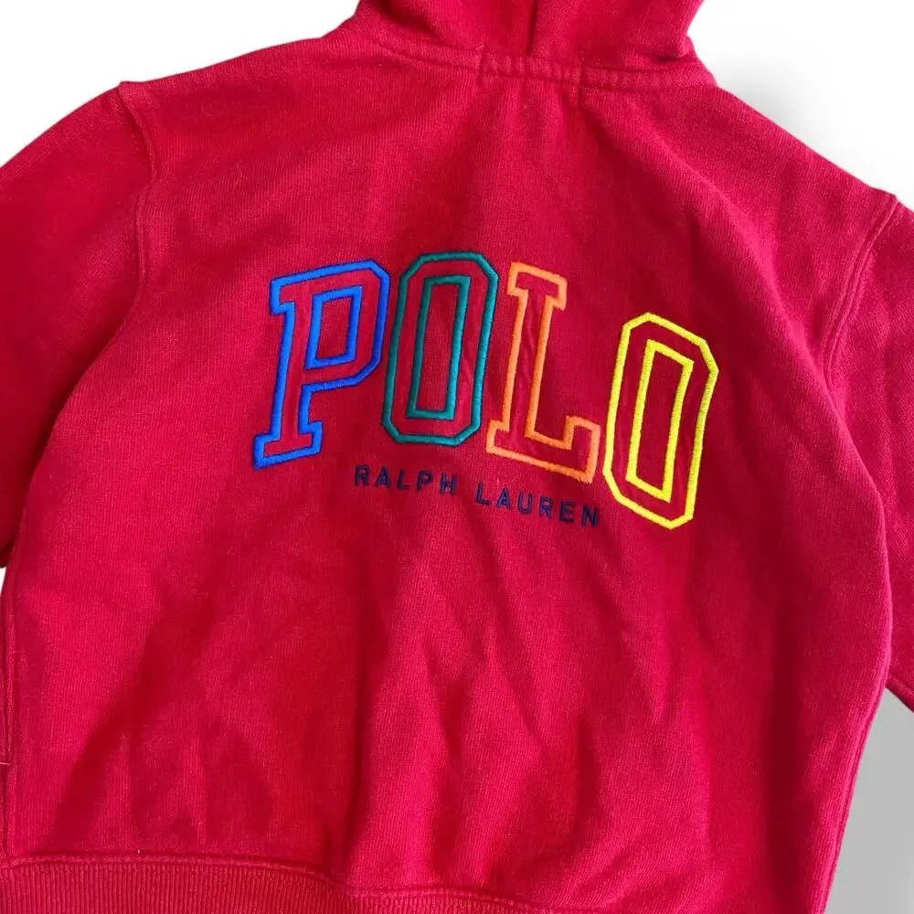 Ralph Lauren‎ Logo Fleece Full-Zip Embroidered Hoodie Toddlers Size 2T Red